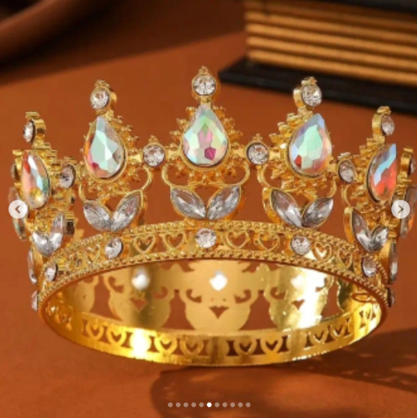 Золота корона з перламутровим камінням 👑Діаметр 8 см