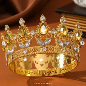 Золота корона з жовтим камінням 👑Діаметр 8 см