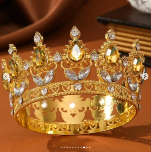 Золота корона з жовтим камінням 👑Діаметр 8 см