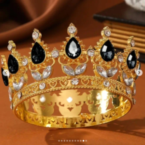 Золота корона з чорним камінням 👑Діаметр 8 см