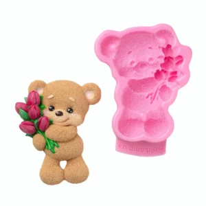  Силіконовий молд Ведмедик з тюльпанами 2Д