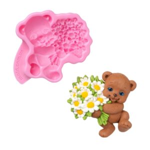 Силіконовий молд Ведмедик з квітами 2д