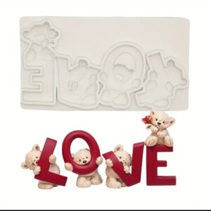 Силіконовий молд LOVE з ведмедиками