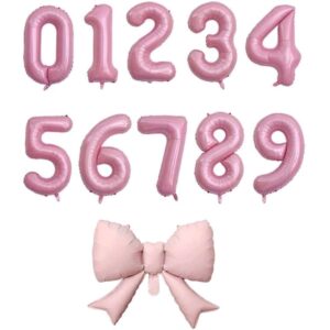 Надувна кулька рожева цифра з бантиком