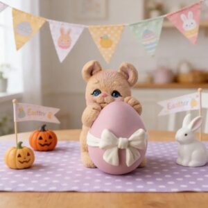 Силіконовий молд Пасхальний зайчик тримає яйце